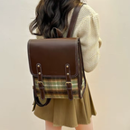 Cartable femme à carreaux de style rétro