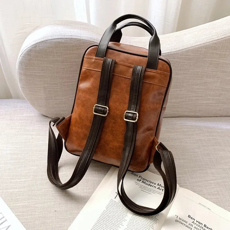 Cartable femme brun avec de multiples poches