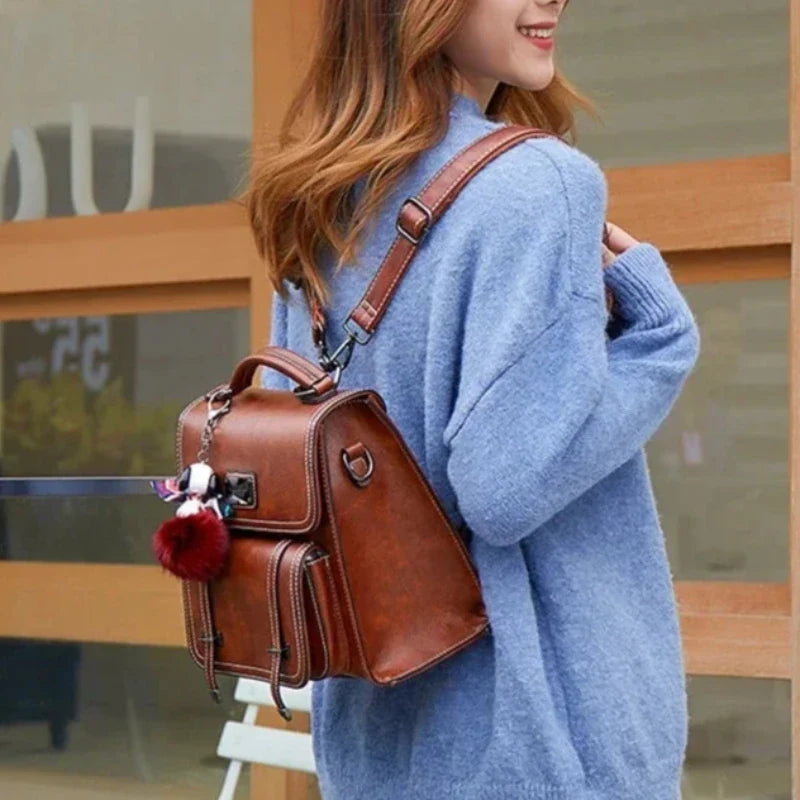 Cartable femme marron de style vintage