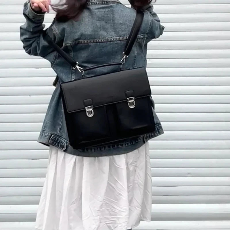 Cartable femme noir façon mallette