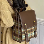 Cartable femme rétro avec motif à carreaux