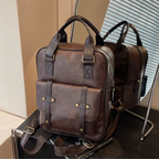 Cartable pour femme multipoches de couleur marron