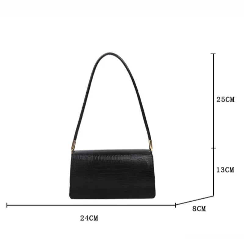 Élégant sac baguette résistant à effet croco
