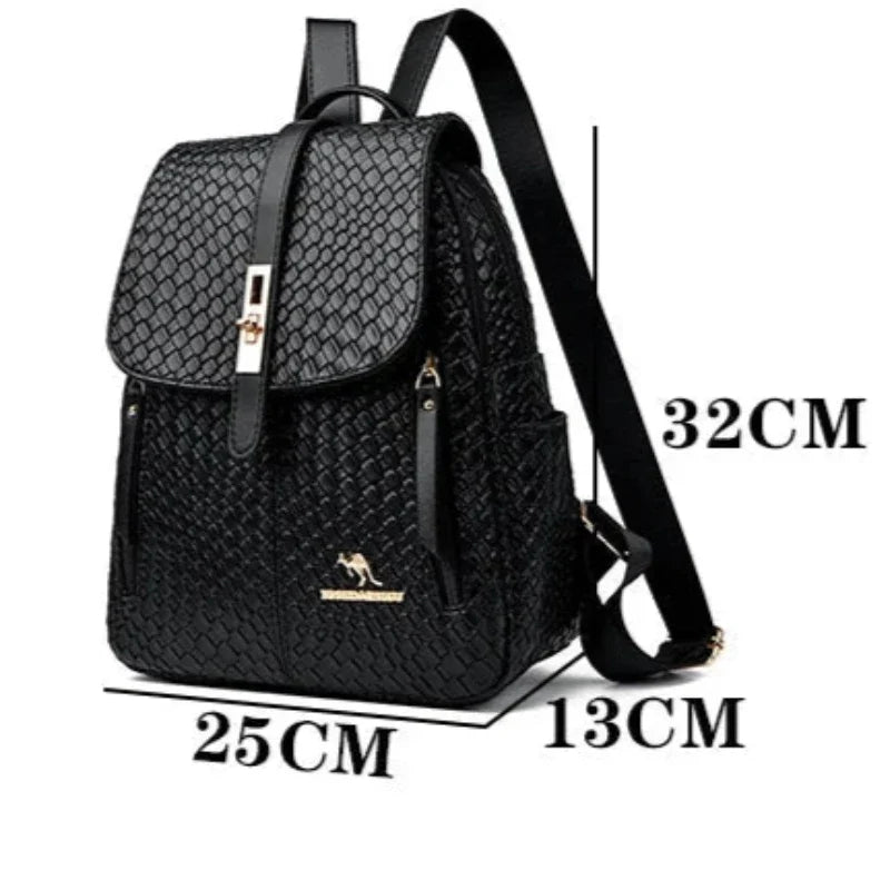 Élégant sac féminin noir en simili, main et dos