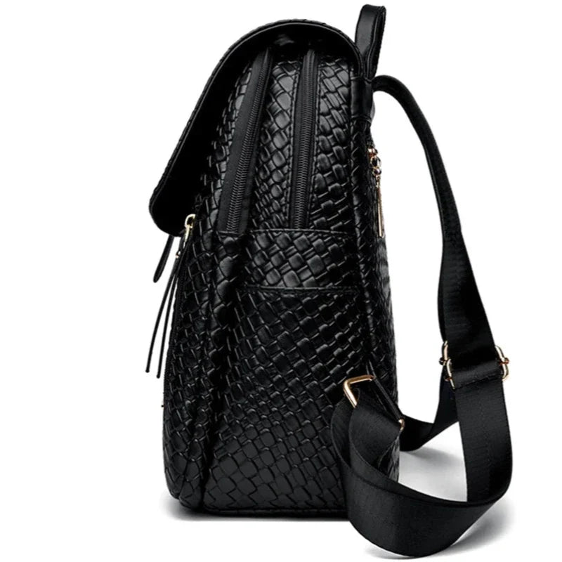 Élégant sac noir en simili pour femme, main et dos