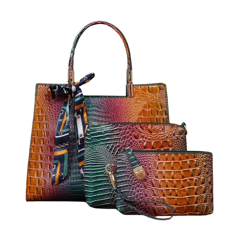 Ensemble design de trois sacs à main motif crocodile