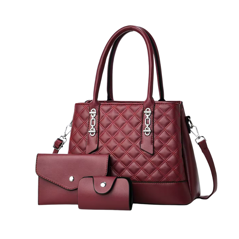 Ensemble matelassé sac à main et portefeuille