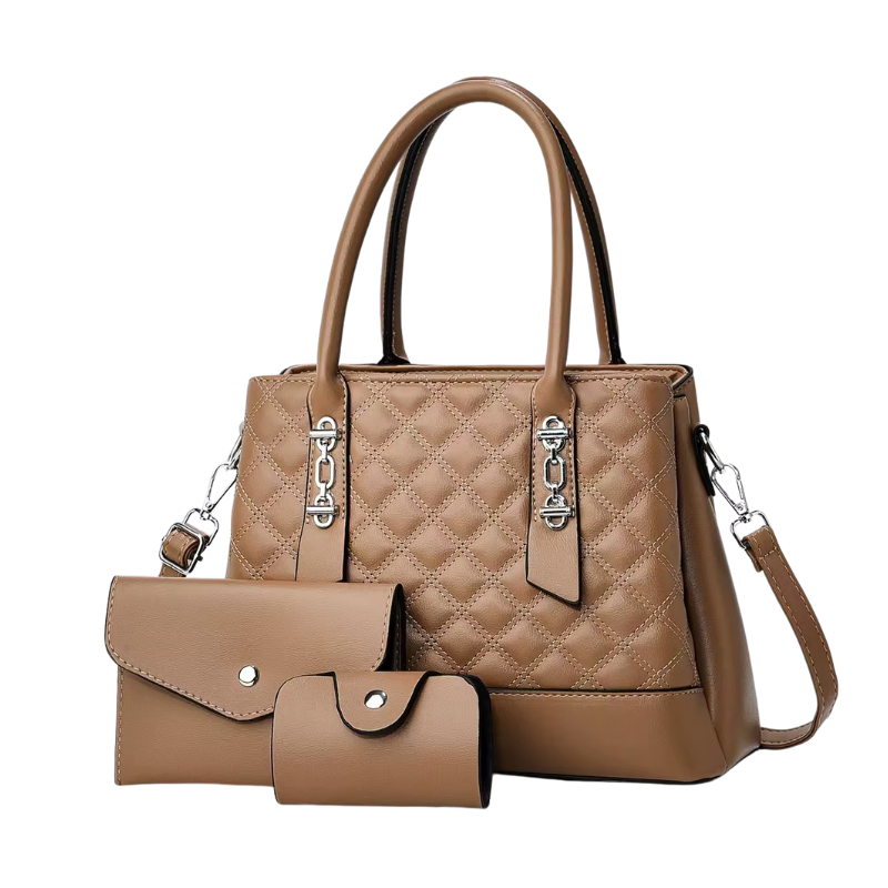 Ensemble sac à main avec portefeuille matelassé