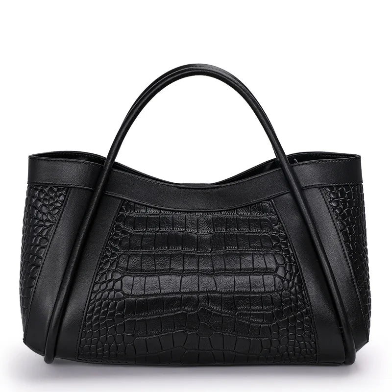 Grand sac à main noir en cuir pour femme
