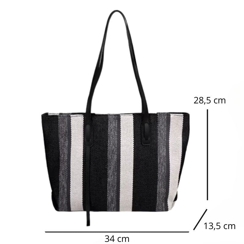 Grand sac cabas rayé en toile