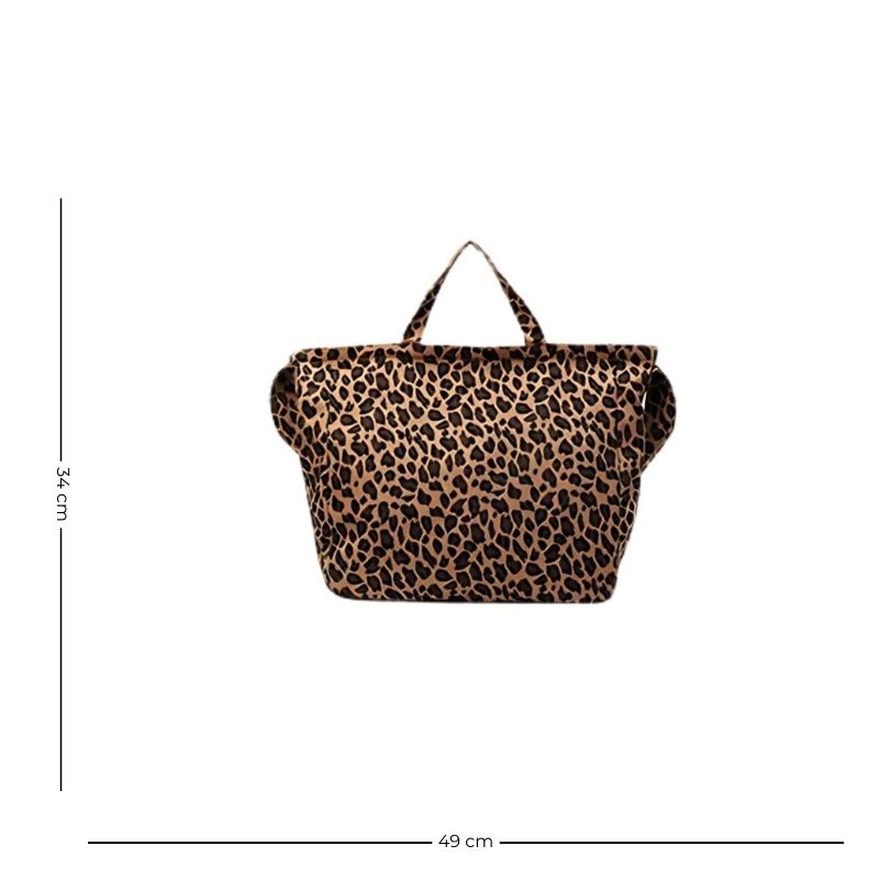 Grand sac en nylon à motif léopard