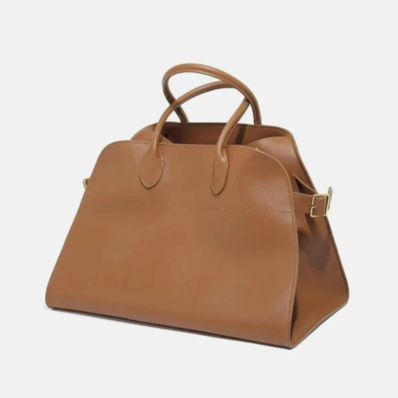 Grand sac marron à main de type fourre-tout