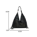 Grand sac noir de plage style bohème