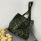 Grand sac vert à imprimé léopard
