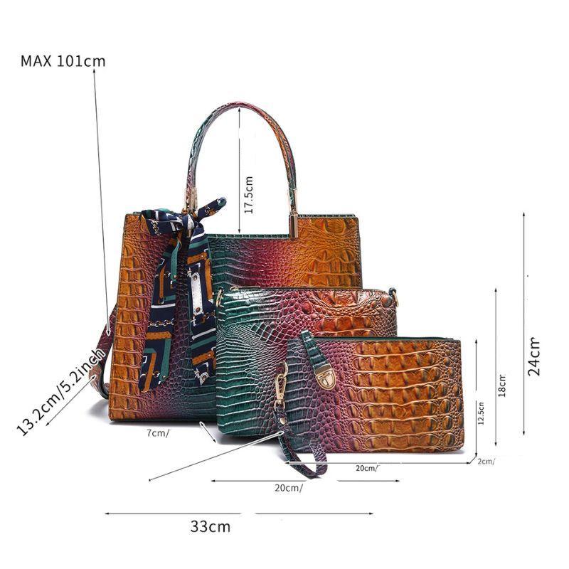 Lot de trois sacs à main design motif crocodile