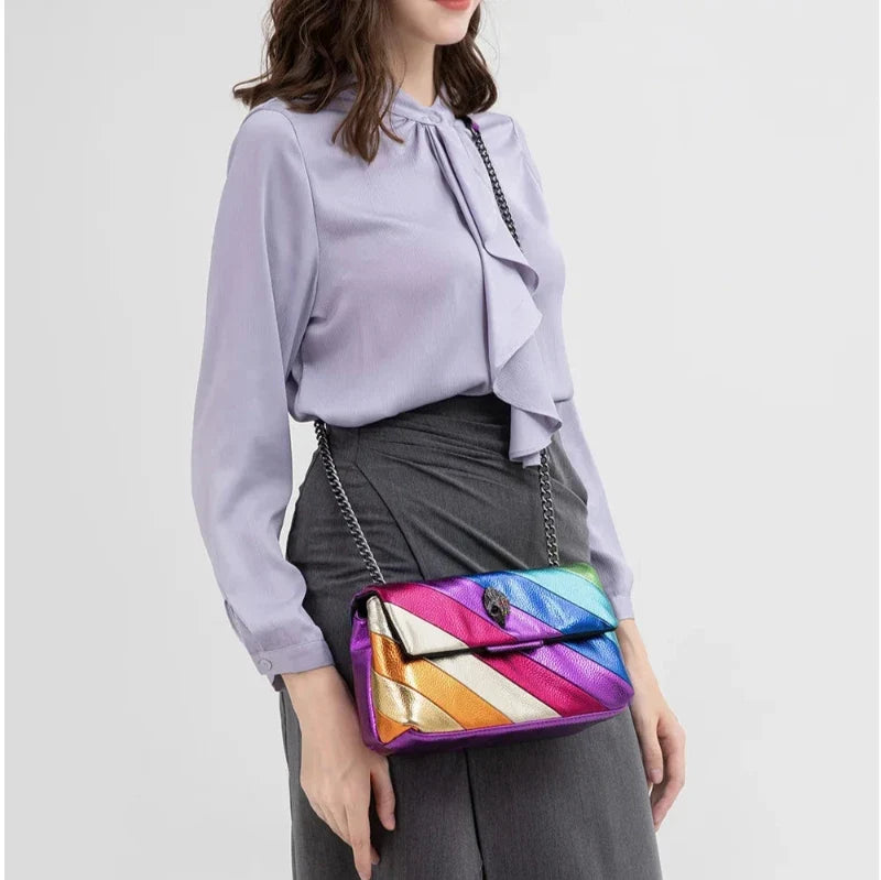 Luxueux sac à main multicolore avec bandoulière