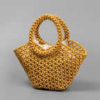 Panier perlé en bois à porter à la main