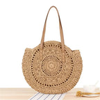 Panier rond de style bohème utilisé comme sac à main