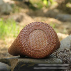 Panier sac à main en osier à poignée en bois