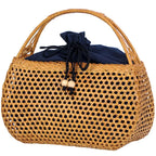 Petit sac élégant en paille et bambou