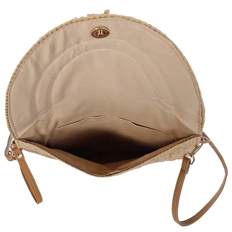 Sac à bandoulière en paille au tricot