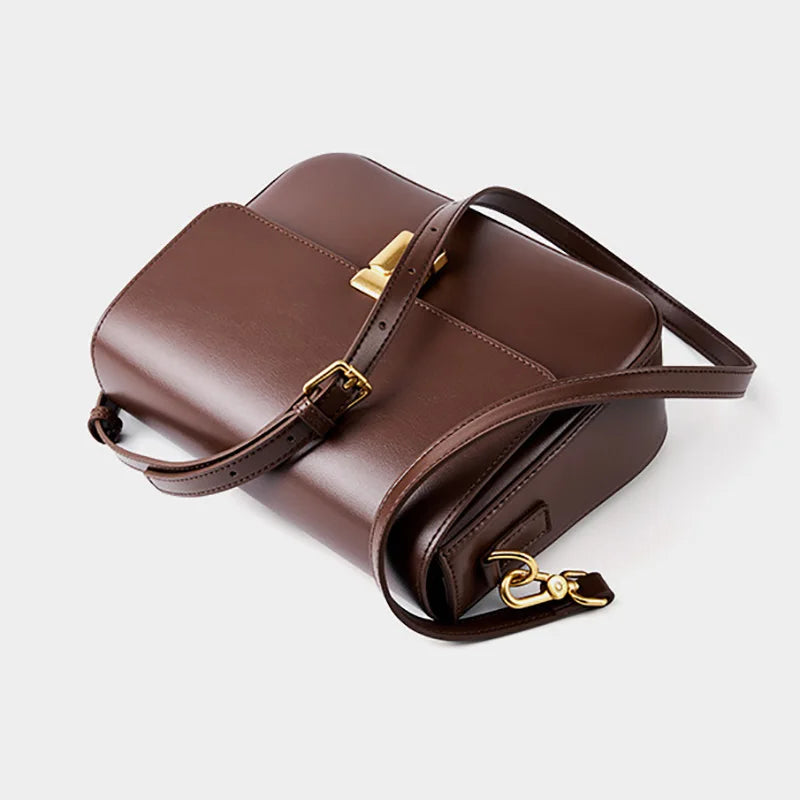 Sac à bandoulière marron en cuir pour femme