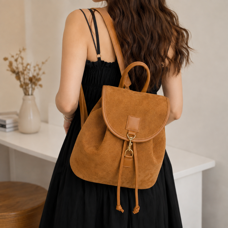 Sac à dos élégant et chic aspect daim
