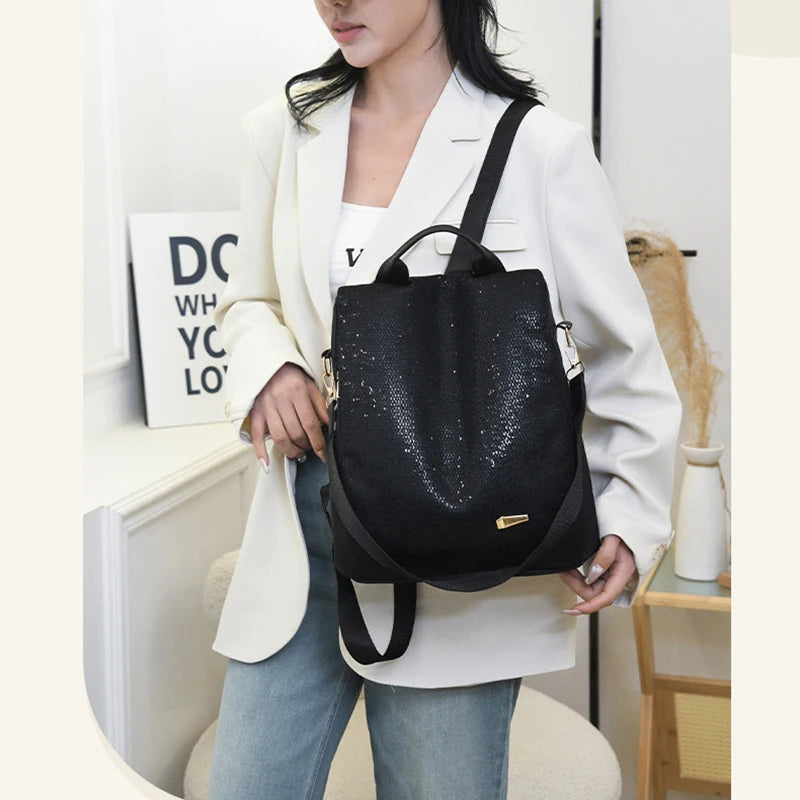 Sac à dos en toile noire à paillettes