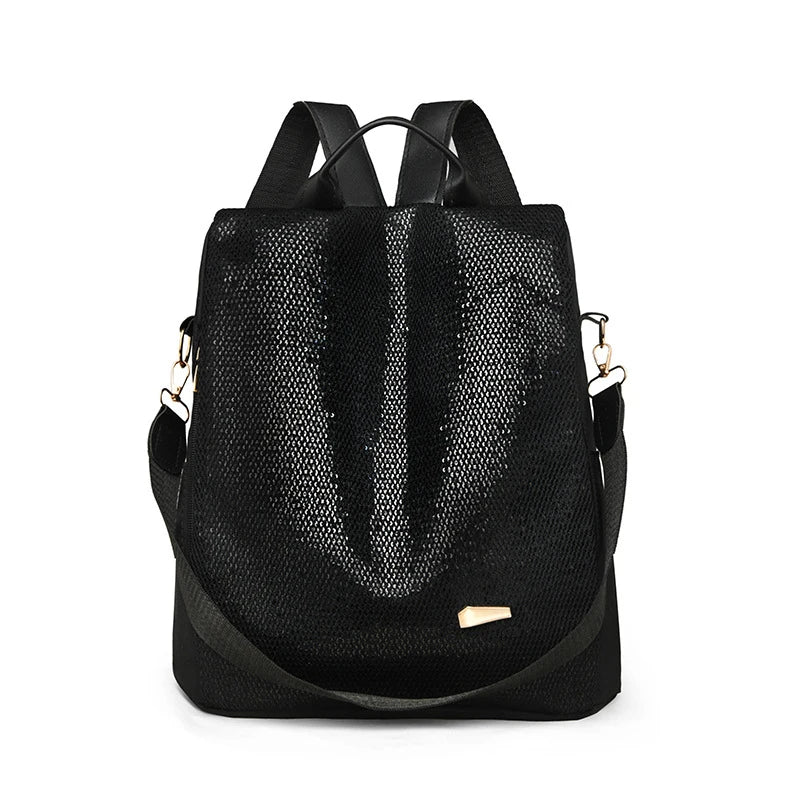 Sac à dos noir à paillettes en toile