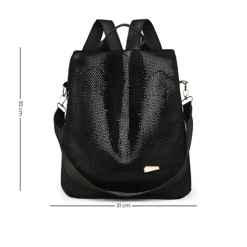 Sac à dos pailleté noir conçu en toile