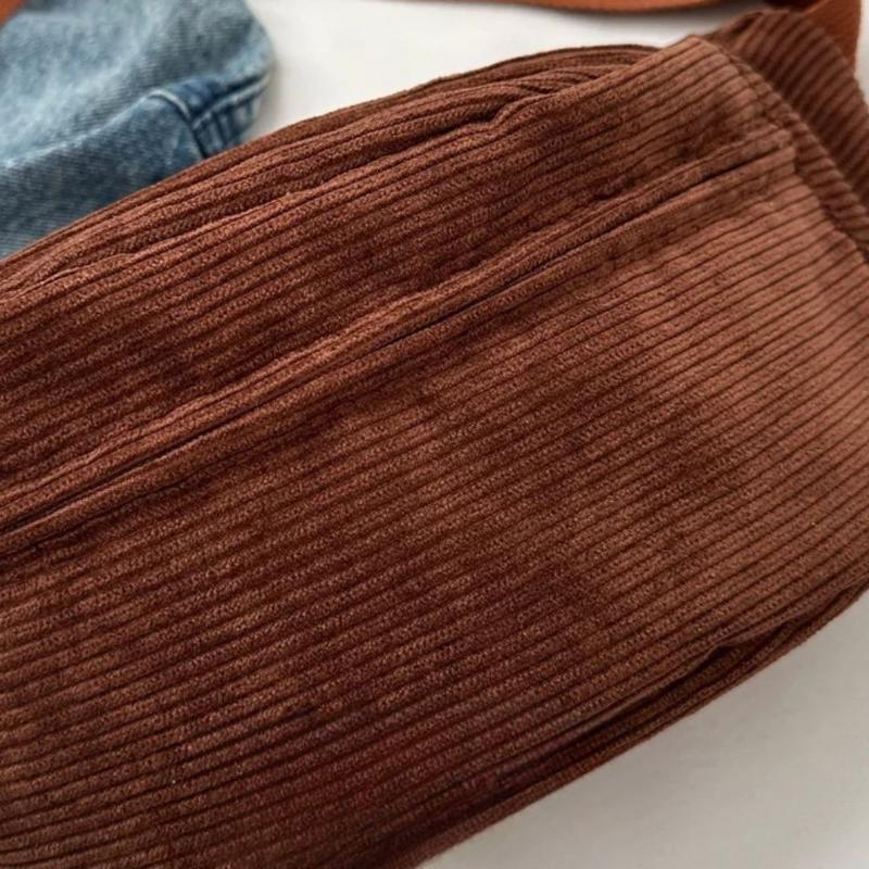 Sac à la taille femme en velours côtelé marron