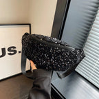 Sac à la taille femme noir à paillettes