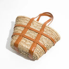 Sac à lanières en paille façon fourre-tout