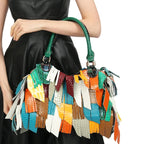 Sac à main à franges multicolores