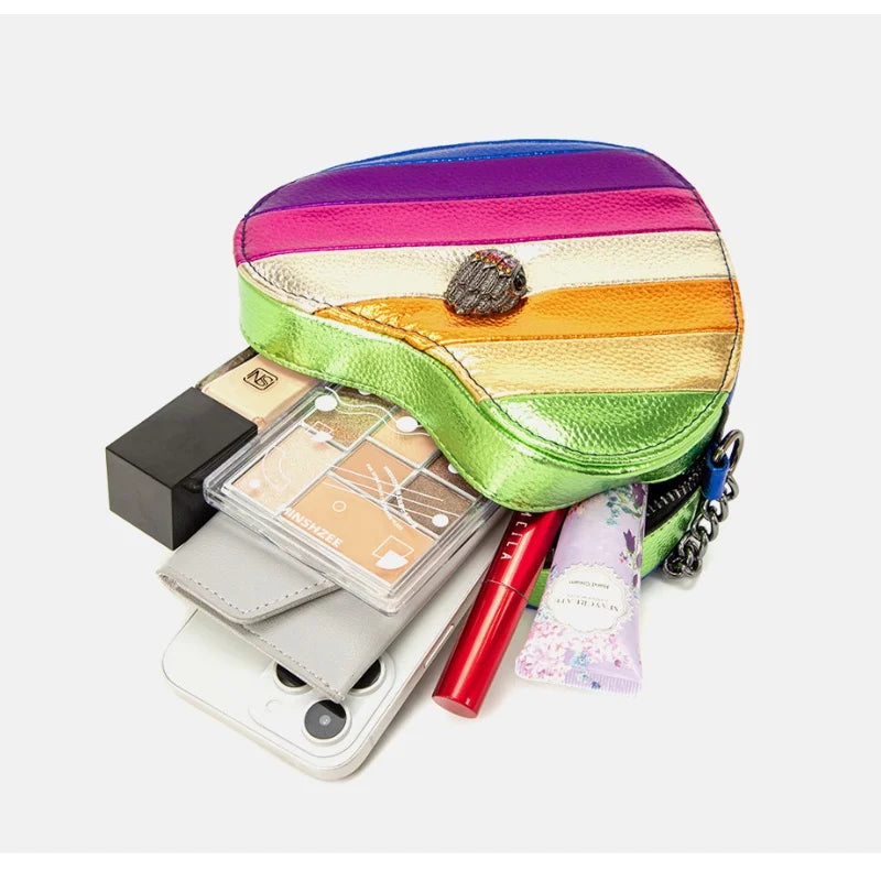 Sac à main au design cœur multicolore
