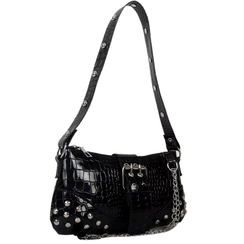 Sac à main baguette au design audacieux avec clou argenté
