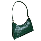 Sac à main baguette vert à motif crocodile