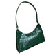Groene Baguette Handtas Met Krokodillenprint