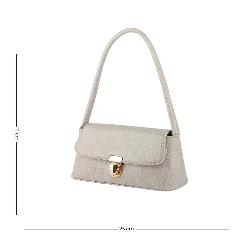 Sac à main blanc en simili format baguette élégant