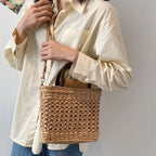 Sac à main bohème façon panier en paille