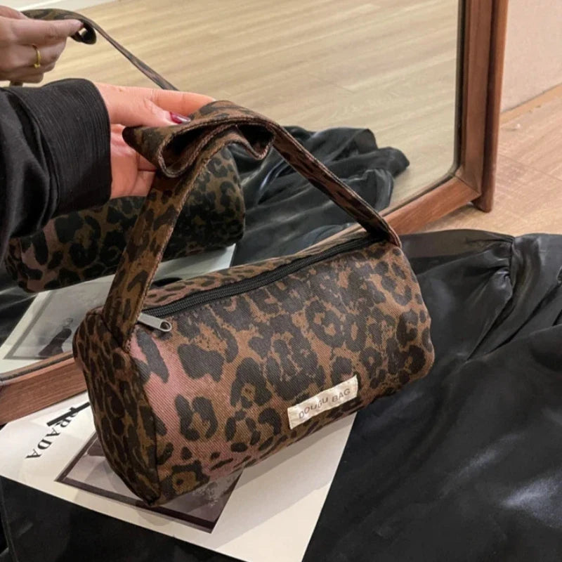 Sac à main casual en toile motif léopard