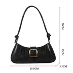 Sac à main chic format baguette en simili avec boucle métallique