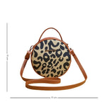 Sac à main circulaire avec bandoulière léopard