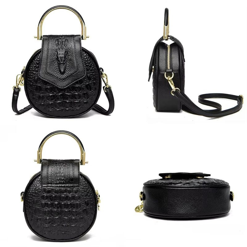 Sac à main circulaire en cuir façon croco