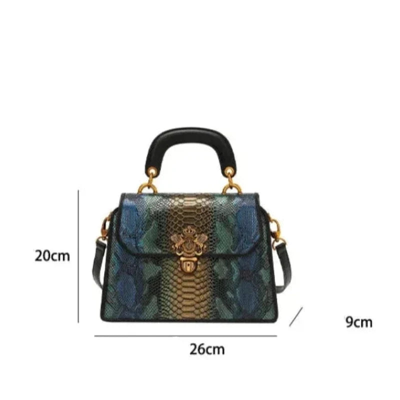 Sac à main coloré imitation peau de serpent