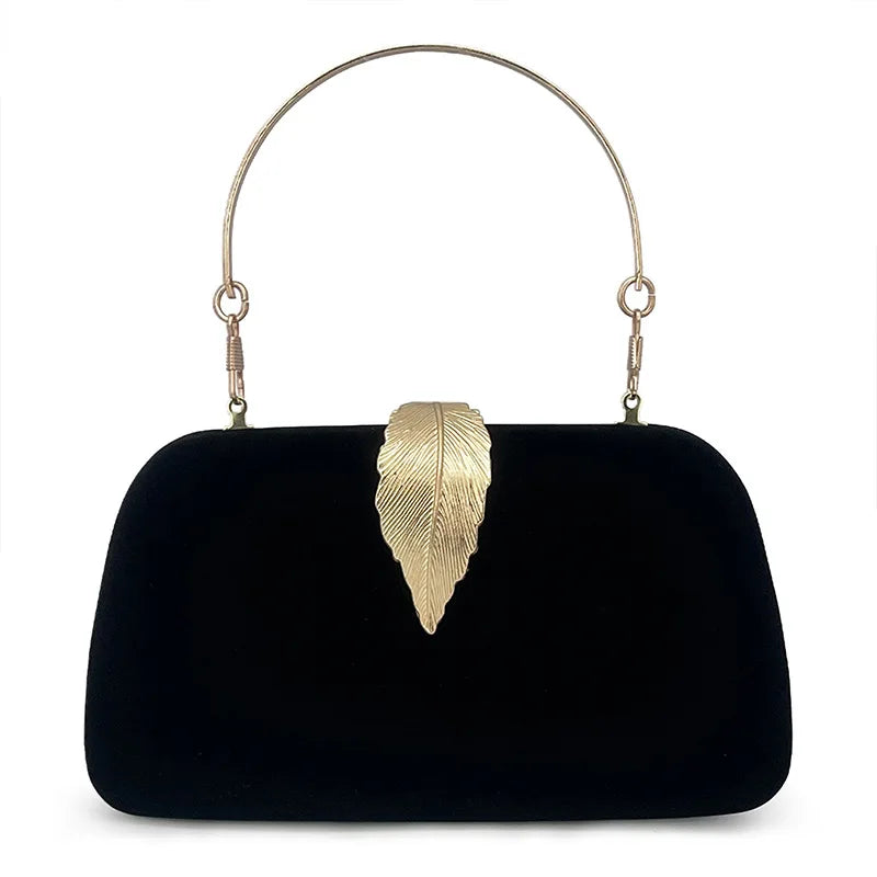 Sac à main de mariage luxueux avec feuille dorée