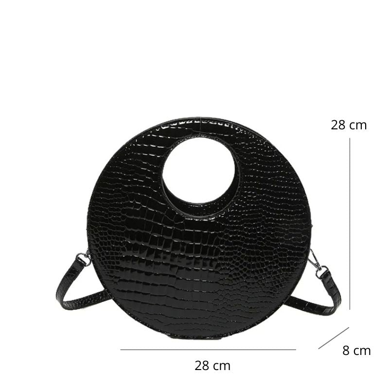 Sac à main effet crocodile de forme ronde