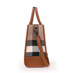 Sac à main élégant façon fourre-tout en tissu et simili