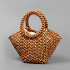 Sac à main en bois façon panier perlé
