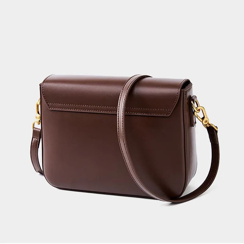 Sac à main en cuir féminin marron avec bandoulière